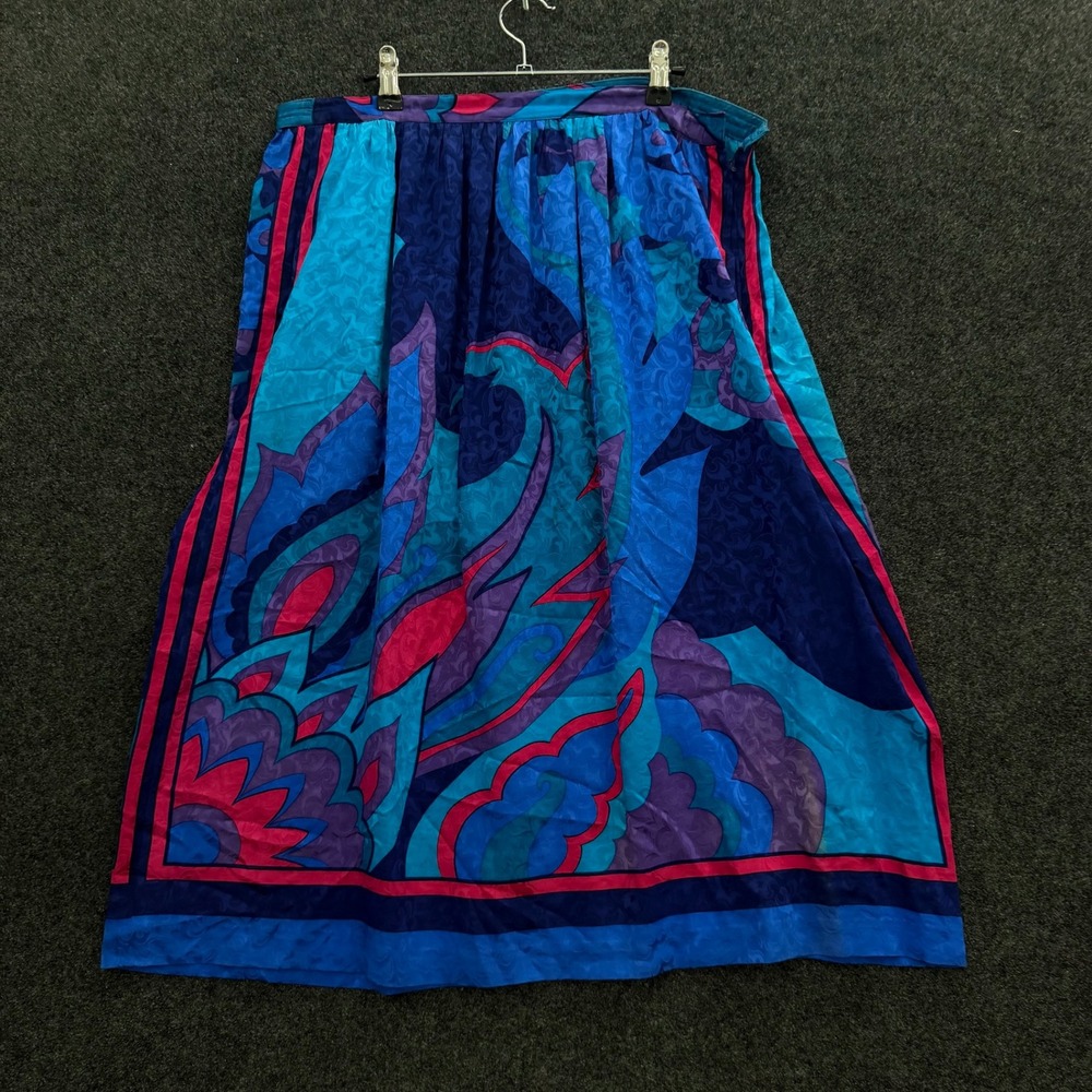 UMI Collections by Anne Crimmins Vintage 100% Silk Abstract Print Midi Skirt 14